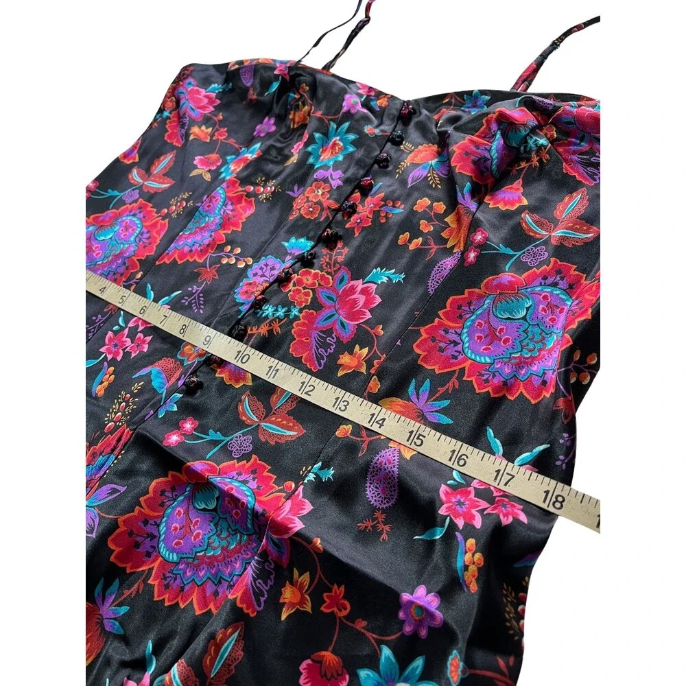 Vintage 90s Cacique Lingerie Negligee Romper Black‎ Floral Sleepwear Sexy L